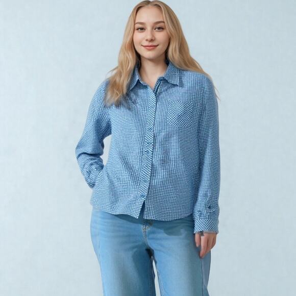 Ariat Tops - Ariat Women's Size XL Fitted Pink/Blue Plaid LS Western Shirt Embroidered Logos
